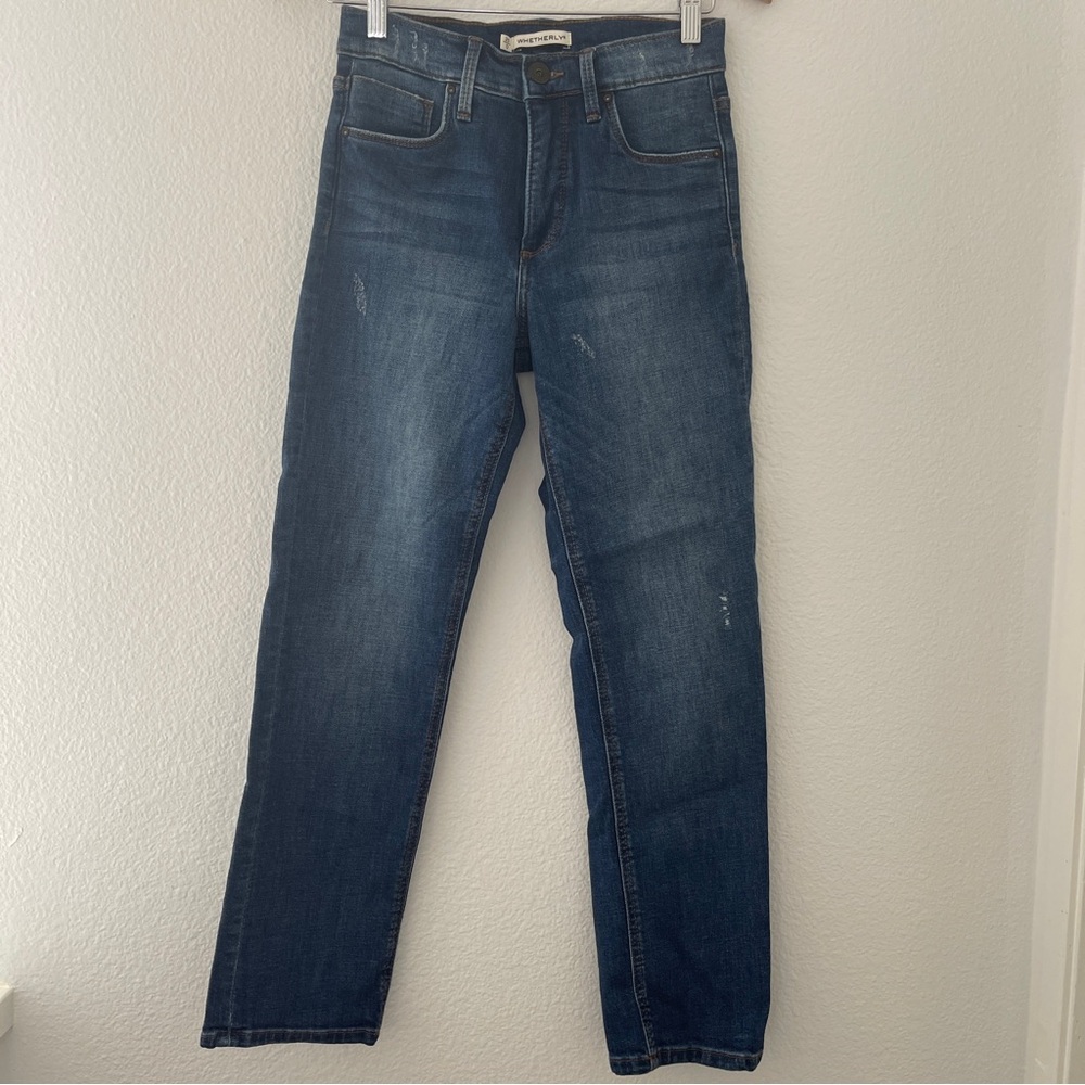 Whetherly Brandon Distressed High Waist Ankle Straight Leg Jeans